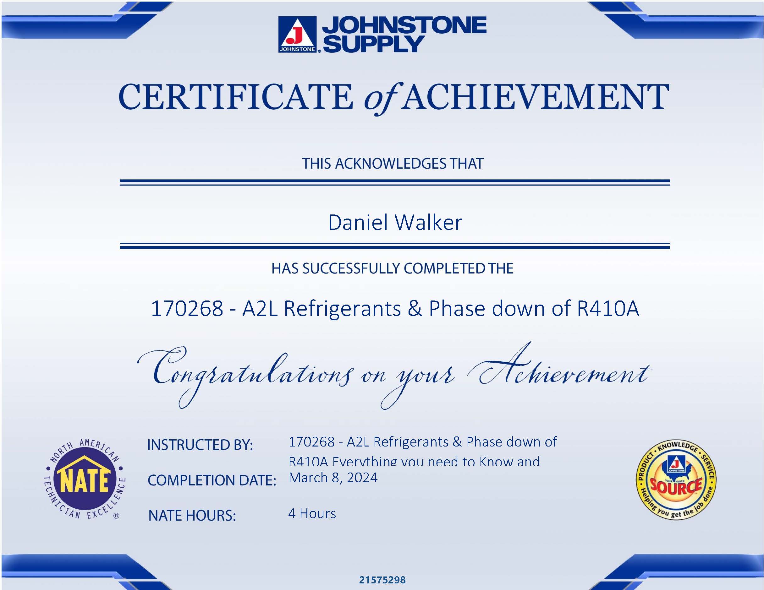 Certification Refrigerants & Phase Down Johnstone Supply